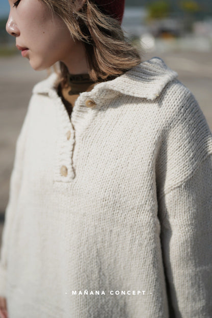 MZ583 HALF BUTTON KNIT TOP