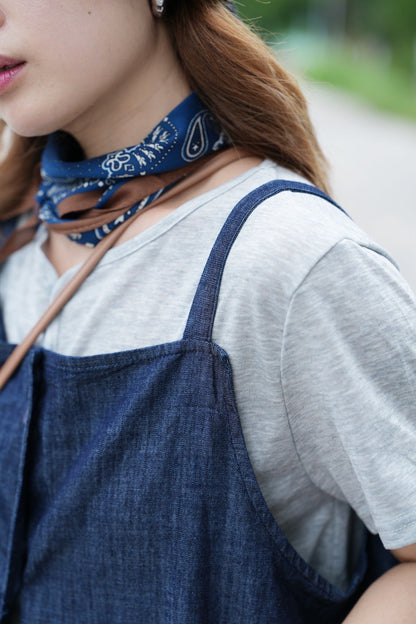 MZ796 DENIM TOP WITH BUBBLE HEM