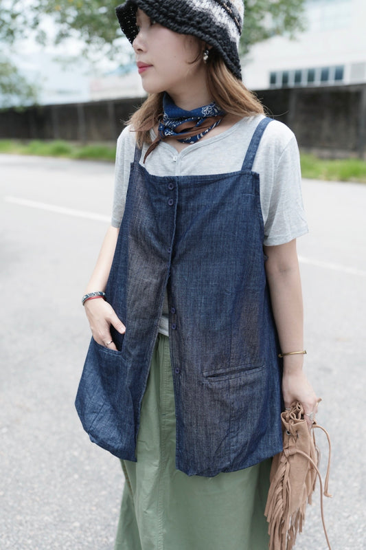 MZ796 DENIM TOP WITH BUBBLE HEM