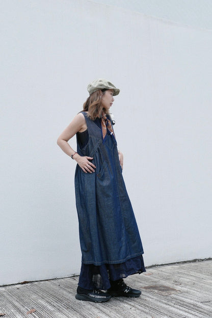 MZ797 V-NECK LOOSE DENIM DRESS