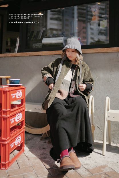 MZ574 CORDUROY CONTRASTED PATCHED COAT