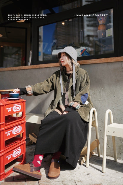 MZ574 CORDUROY CONTRASTED PATCHED COAT