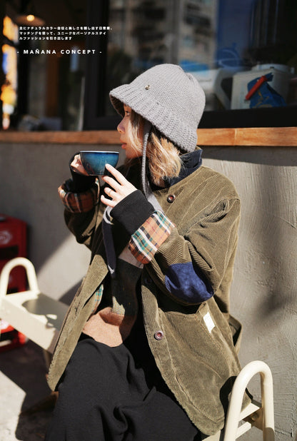 MZ574 CORDUROY CONTRASTED PATCHED COAT