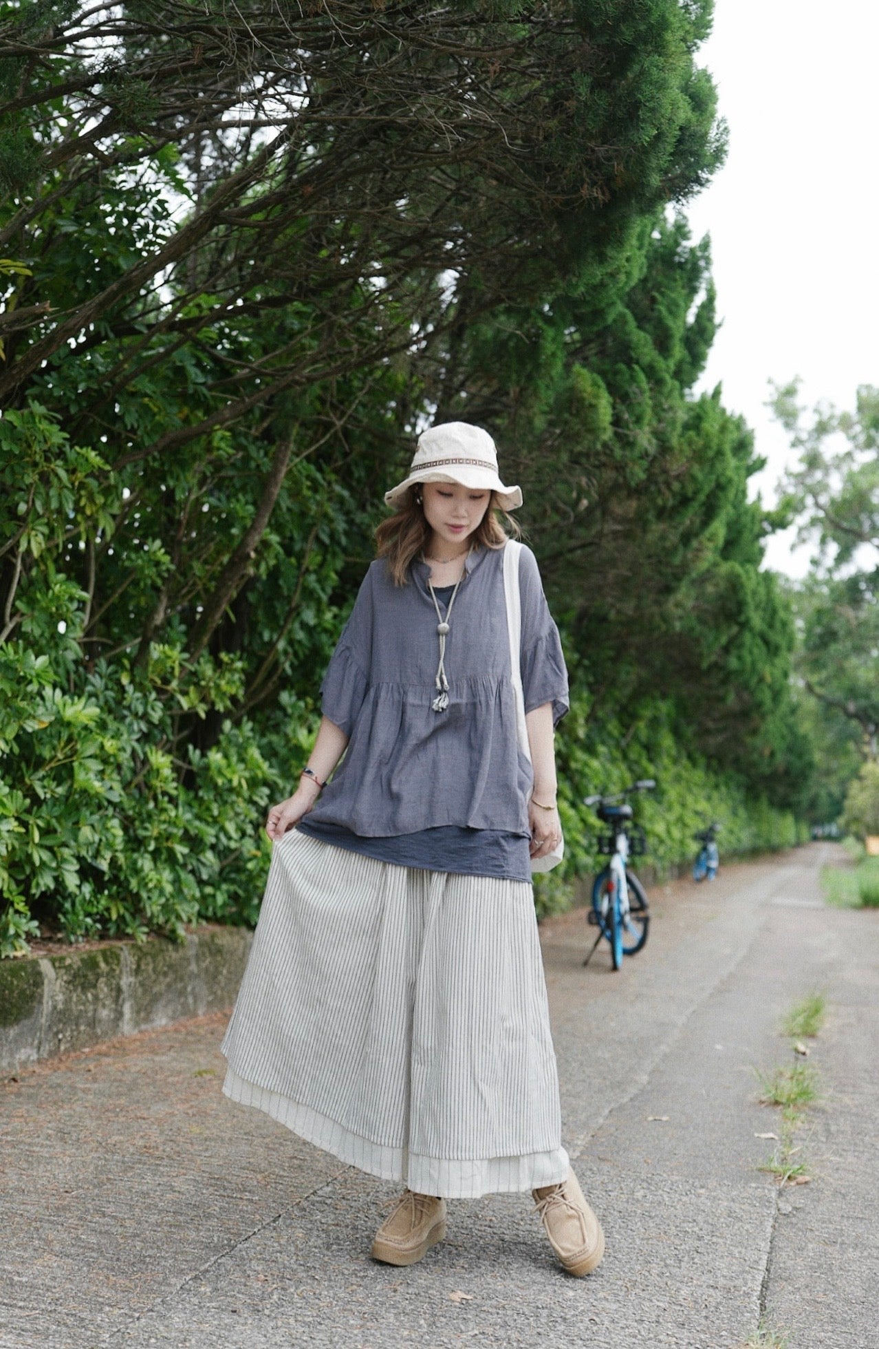 NA449 2WAY REVERSIBLE STRIPED SKIRT
