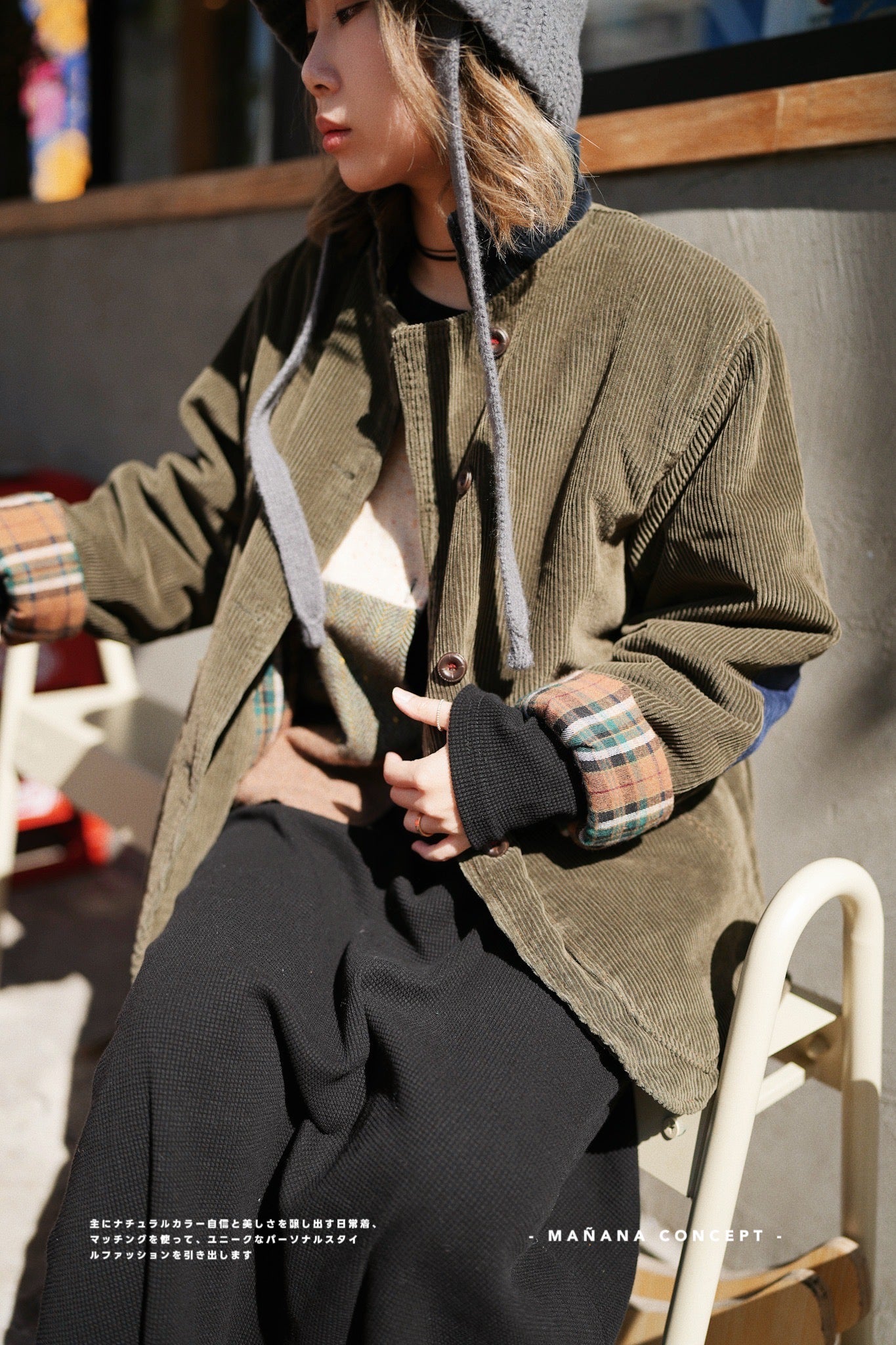 MZ574 CORDUROY CONTRASTED PATCHED COAT