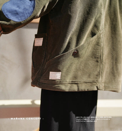 MZ574 CORDUROY CONTRASTED PATCHED COAT