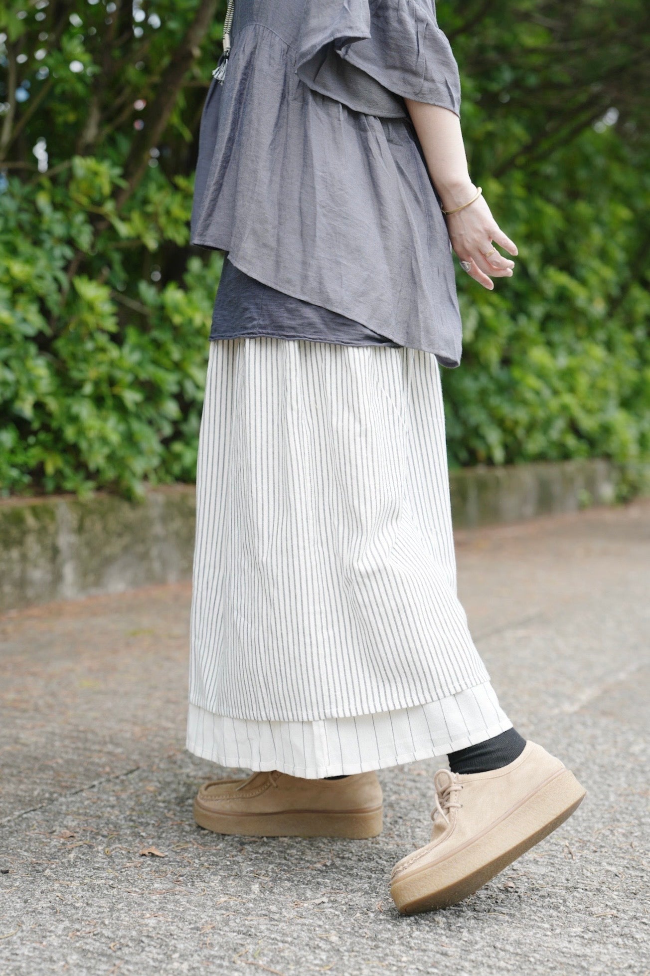 NA449 2WAY REVERSIBLE STRIPED SKIRT