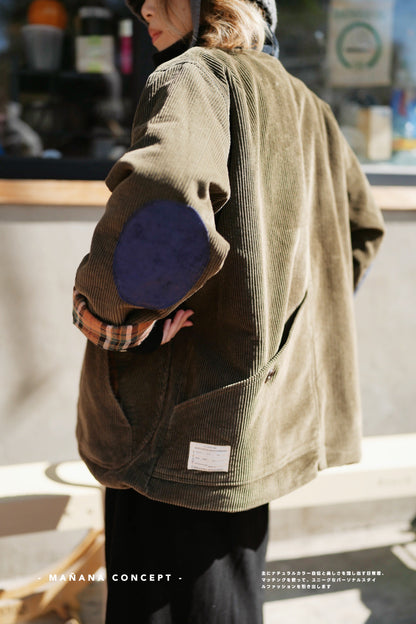 MZ574 CORDUROY CONTRASTED PATCHED COAT