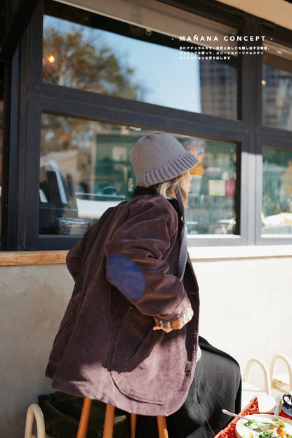 MZ574 CORDUROY CONTRASTED PATCHED COAT