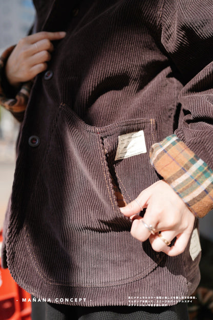 MZ574 CORDUROY CONTRASTED PATCHED COAT