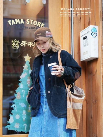 MZ574 CORDUROY CONTRASTED PATCHED COAT