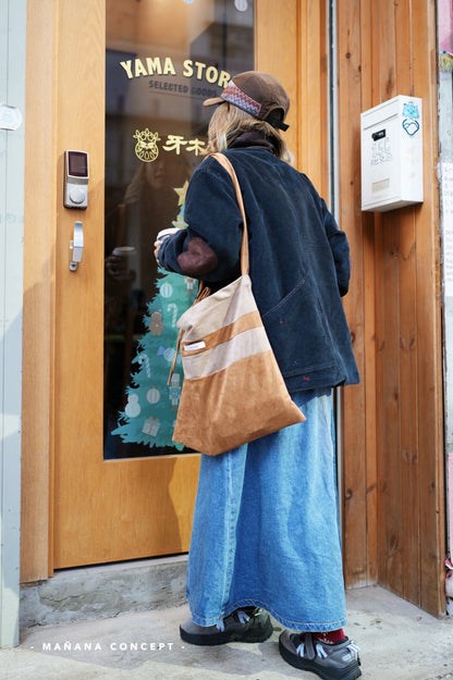 MZ574 CORDUROY CONTRASTED PATCHED COAT