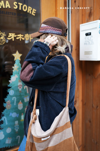 MZ574 CORDUROY CONTRASTED PATCHED COAT