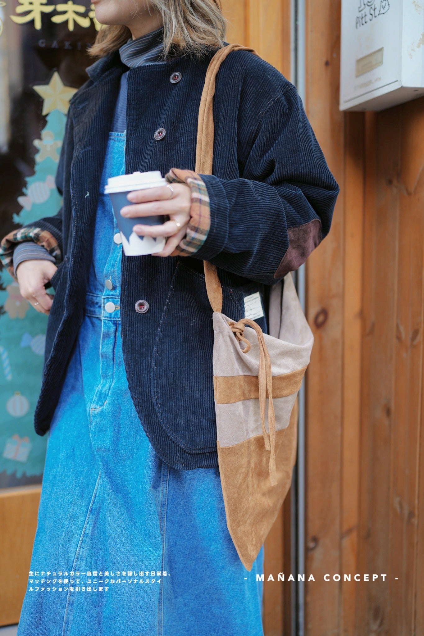 MZ574 CORDUROY CONTRASTED PATCHED COAT