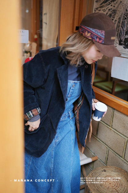 MZ574 CORDUROY CONTRASTED PATCHED COAT