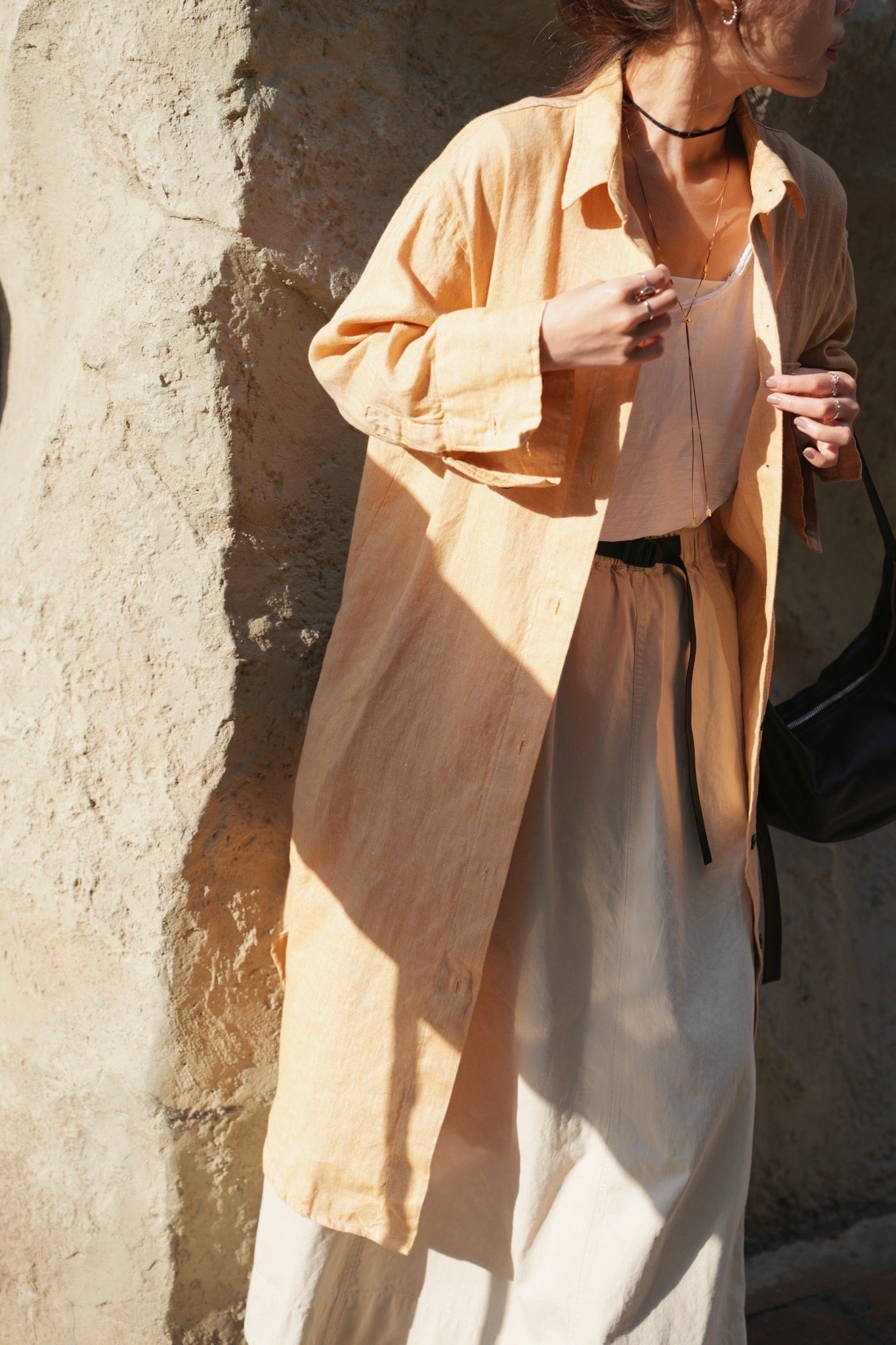MZ718 LINEN POCKET SHIRT DRESS