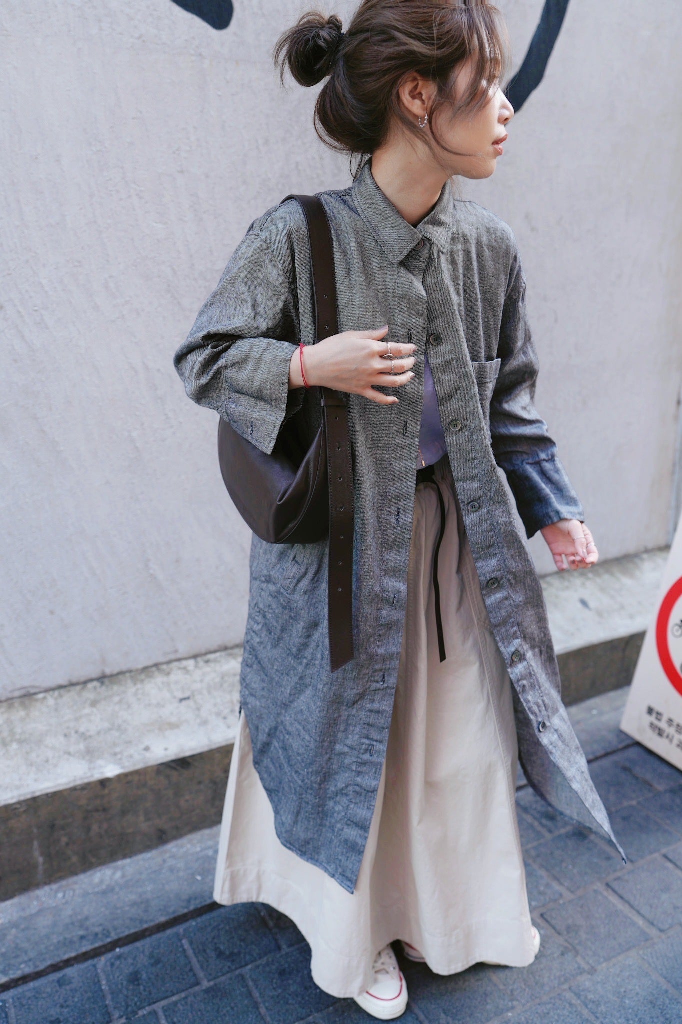 MZ718 LINEN POCKET SHIRT DRESS