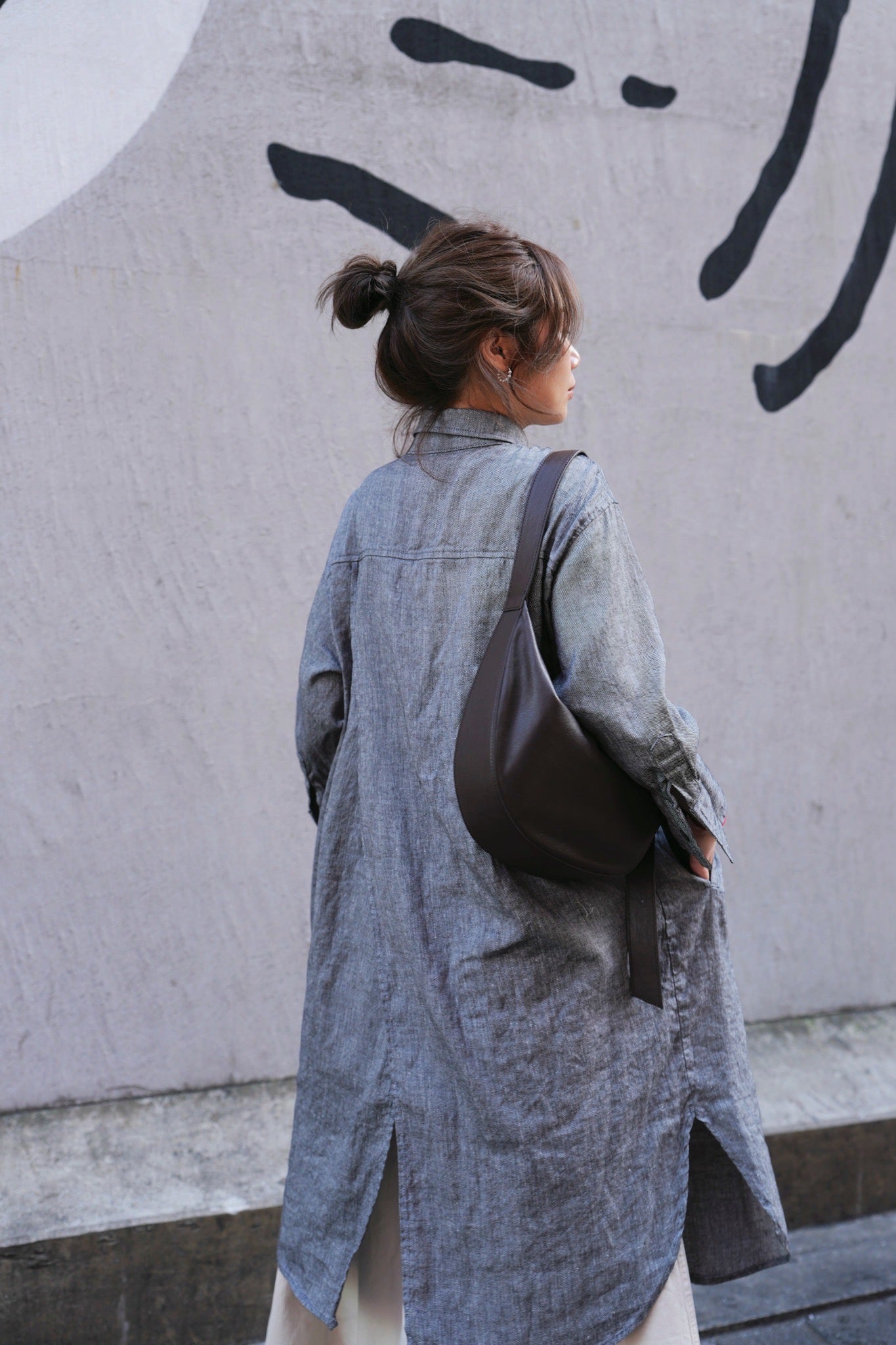 MZ718 LINEN POCKET SHIRT DRESS