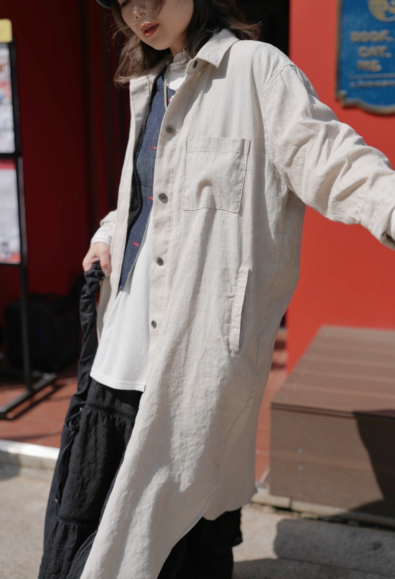 MZ718 LINEN POCKET SHIRT DRESS