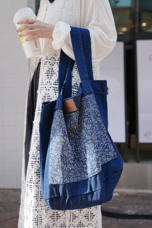 MZ716 PAISLEY DENIM TOTE BAG