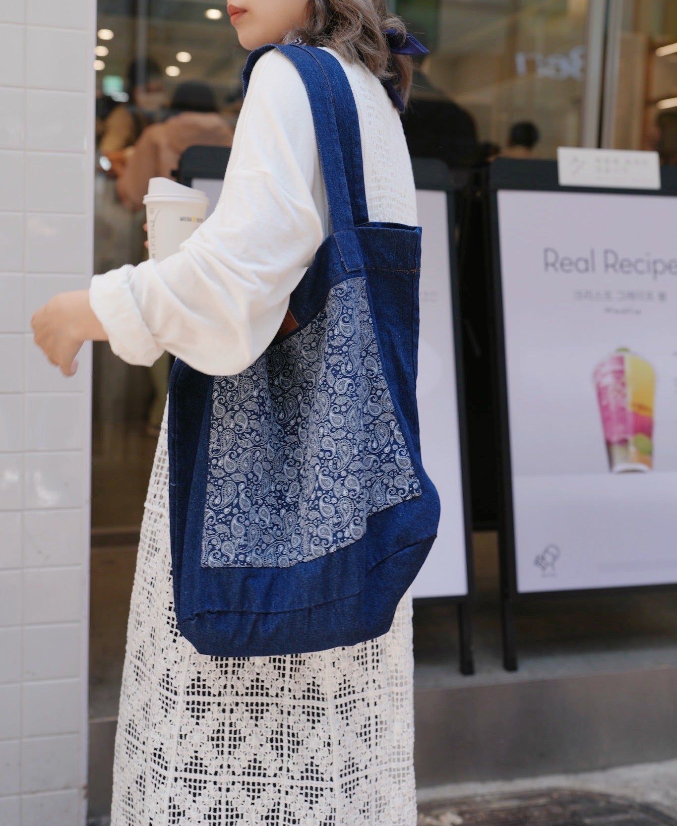 MZ716 PAISLEY DENIM TOTE BAG