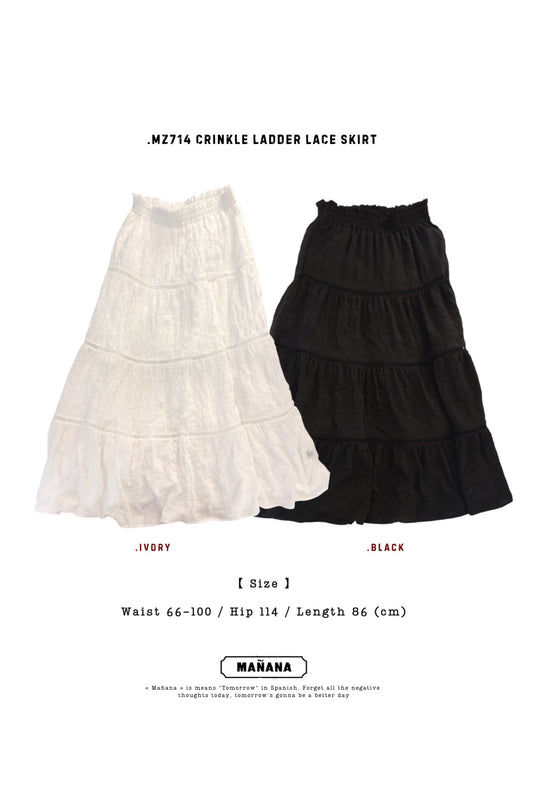 MZ714 CRINKLE LADDER LACE SKIRT