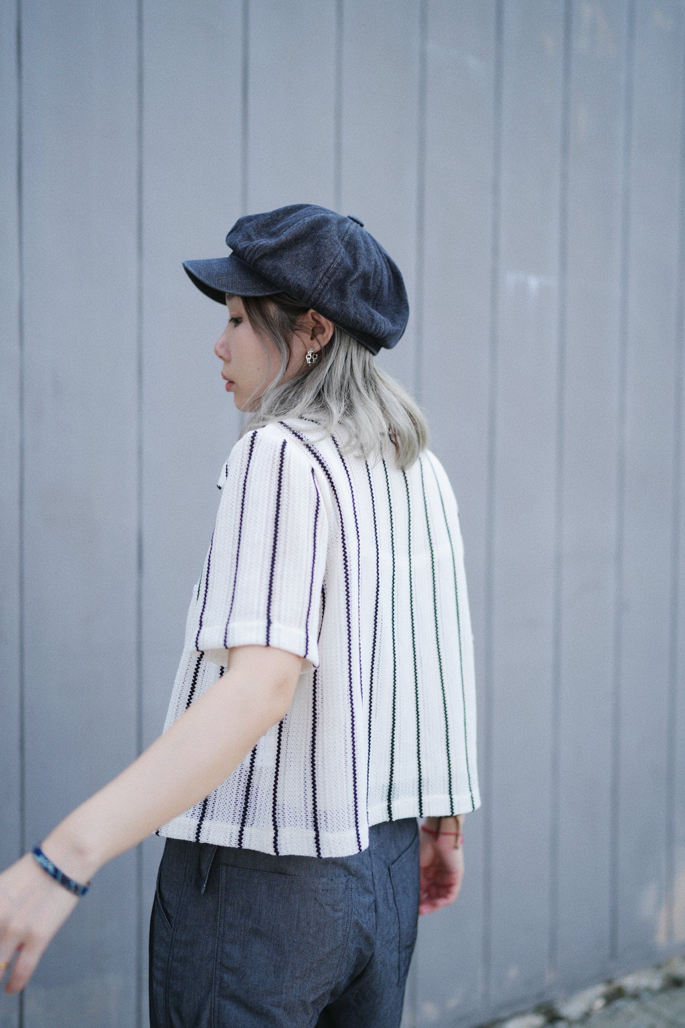 MZ358 Washed Denim Newsboy Cap