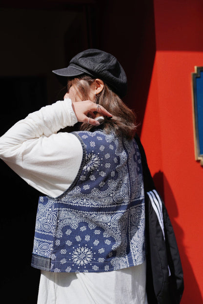 MZ715 BANDANA PATCHWORK DENIM VEST