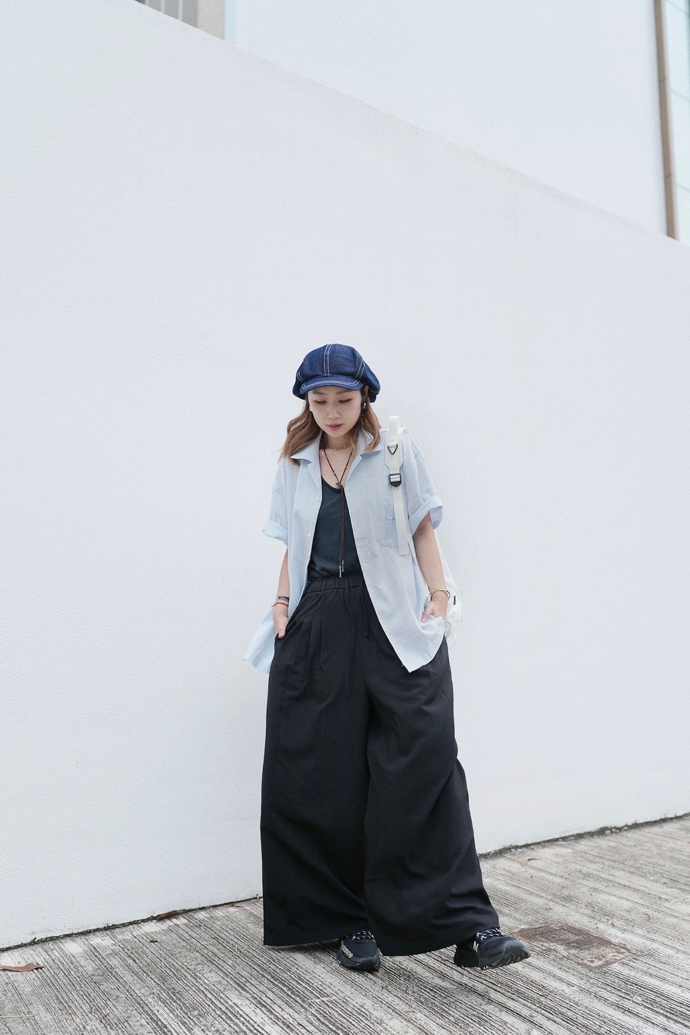 MZ771 ELASTIC WAIST WIDE LEG PANTS