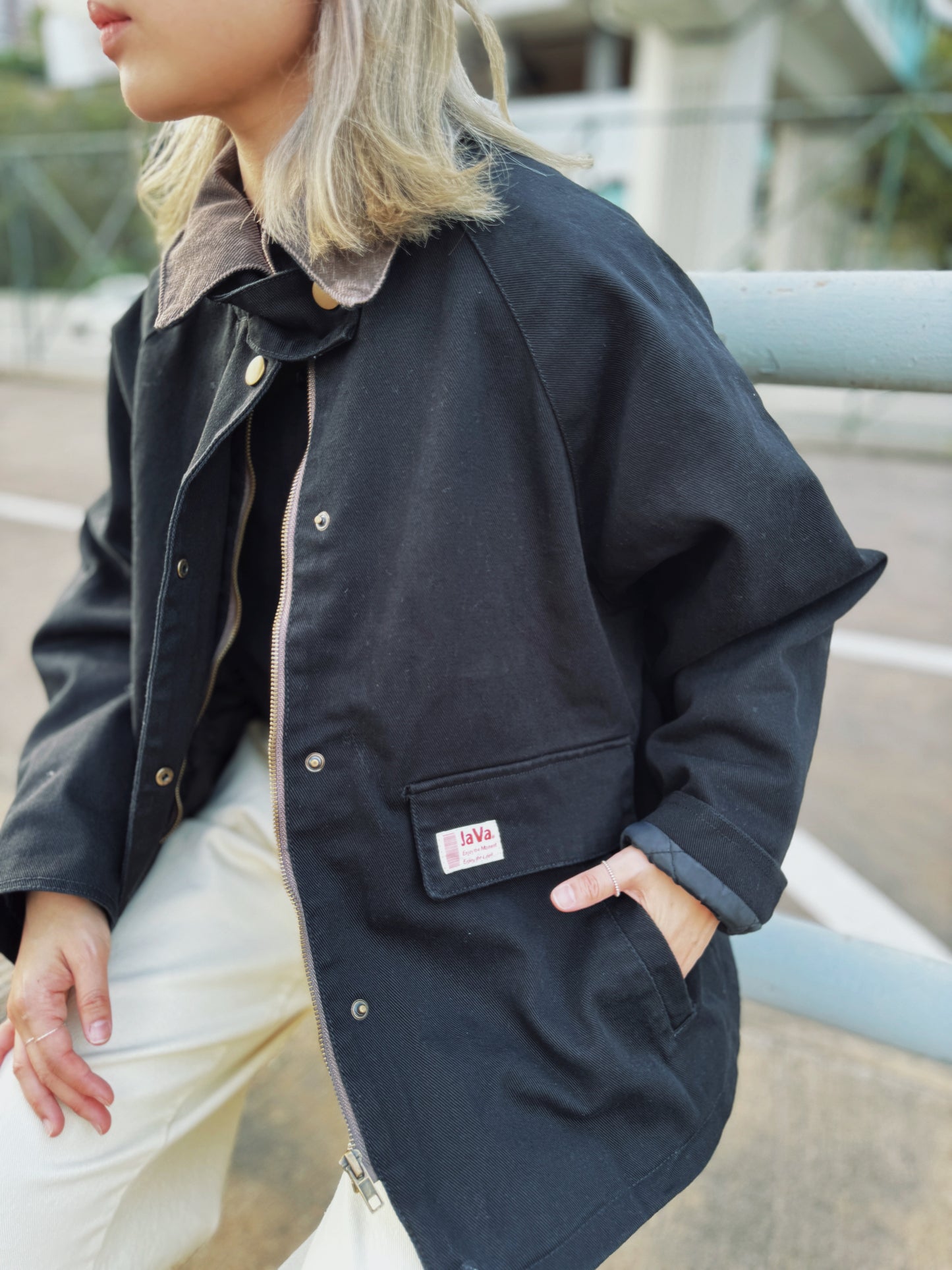 NA-370 Contrast-Collar Quilted Lining Jacket