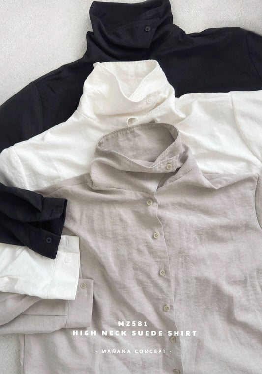 MZ581 HIGH NECK SUEDE SHIRT