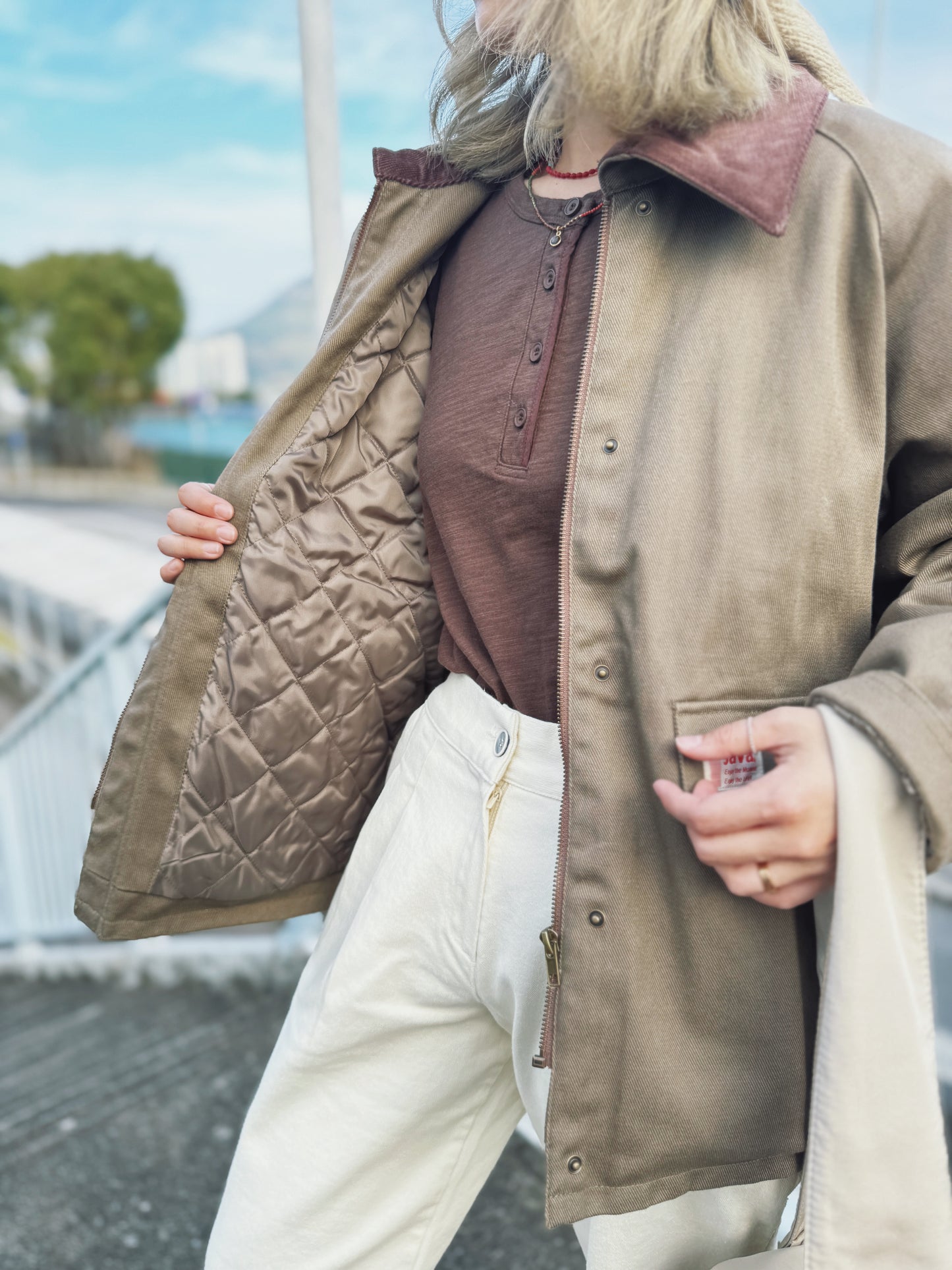 NA-370 Contrast-Collar Quilted Lining Jacket