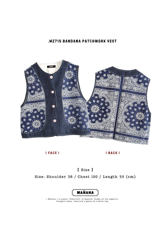 MZ715 BANDANA PATCHWORK DENIM VEST