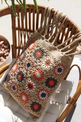 NA456 ETHNIC CROCHET TOTE BAG / 3 COLORS