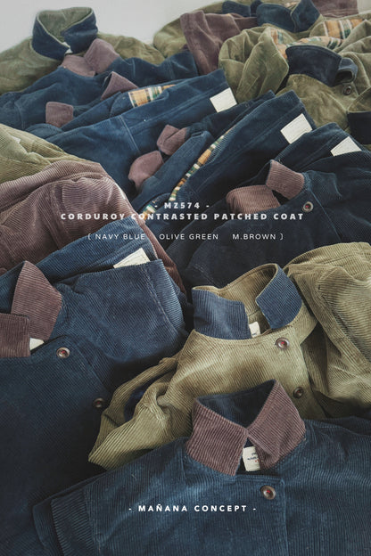 MZ574 CORDUROY CONTRASTED PATCHED COAT