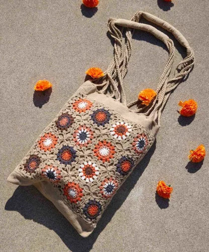 NA456 ETHNIC CROCHET TOTE BAG / 3 COLORS