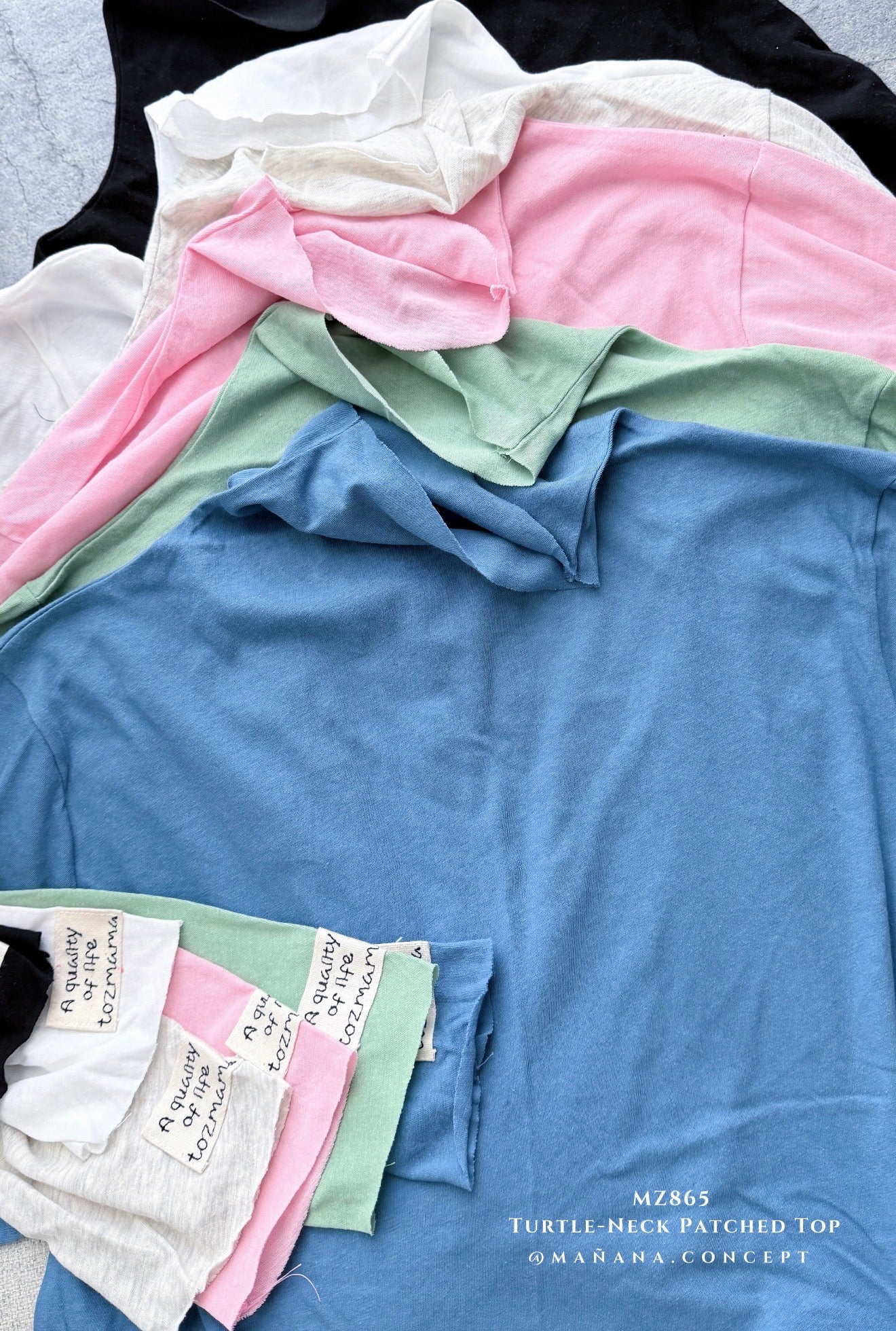 MZ865 TURTLE-NECK PATCHED TOP【 2件減$20, 4件減$50 】