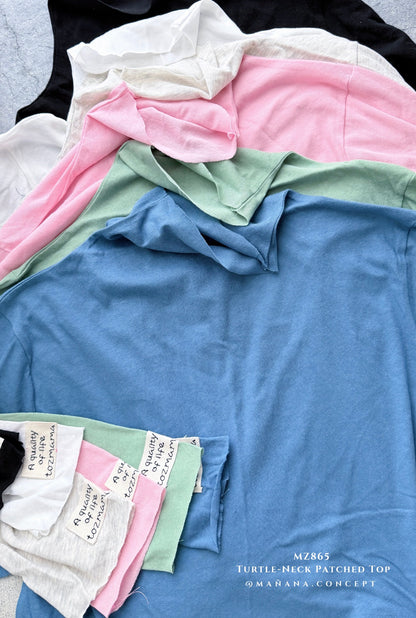 MZ865 TURTLE-NECK PATCHED TOP【 2件減$20, 4件減$50 】