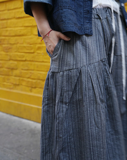MZ738 ELASTIC WAIST STRIPED CULOTTES