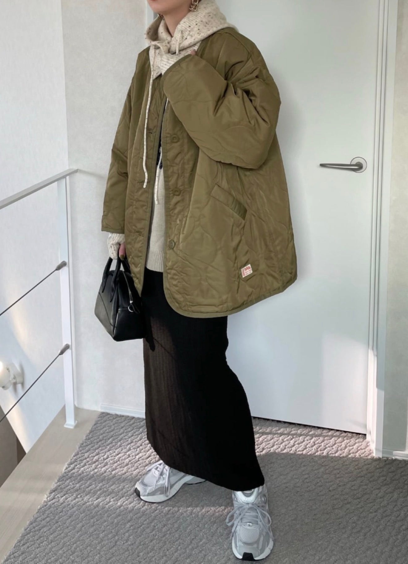 NA462 WAVY QUILTED MIDDLE COAT