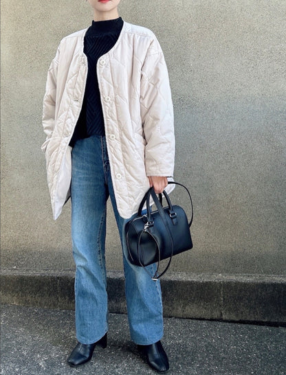 NA462 WAVY QUILTED MIDDLE COAT