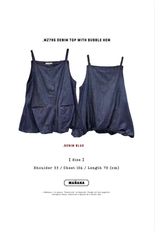 MZ796 DENIM TOP WITH BUBBLE HEM