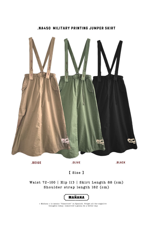 NA450 MILITARY PRINTING JUMPER SKIRT