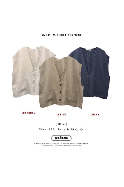 MZ811 V- NECK LINEN VEST