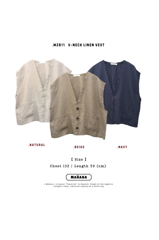 MZ811 V- NECK LINEN VEST