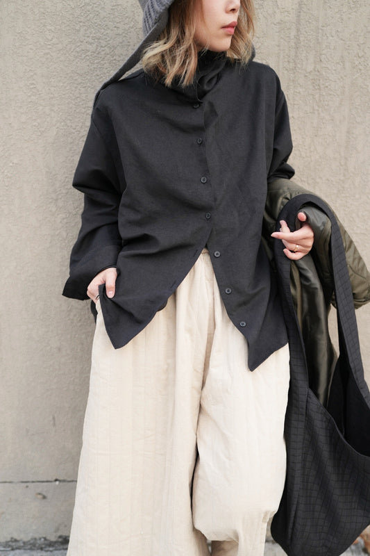 MZ581 HIGH NECK SUEDE SHIRT