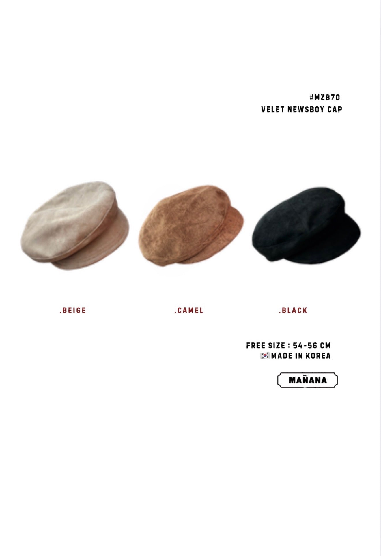 MZ870 VELET NEWSBOY CAP