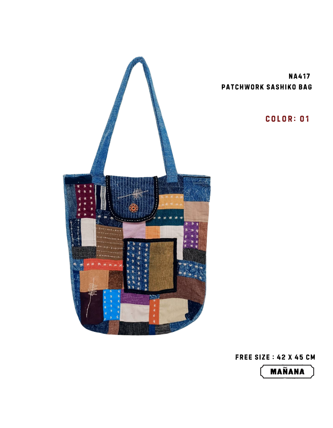 NA417 PATCHWORK SASHIKO BAG