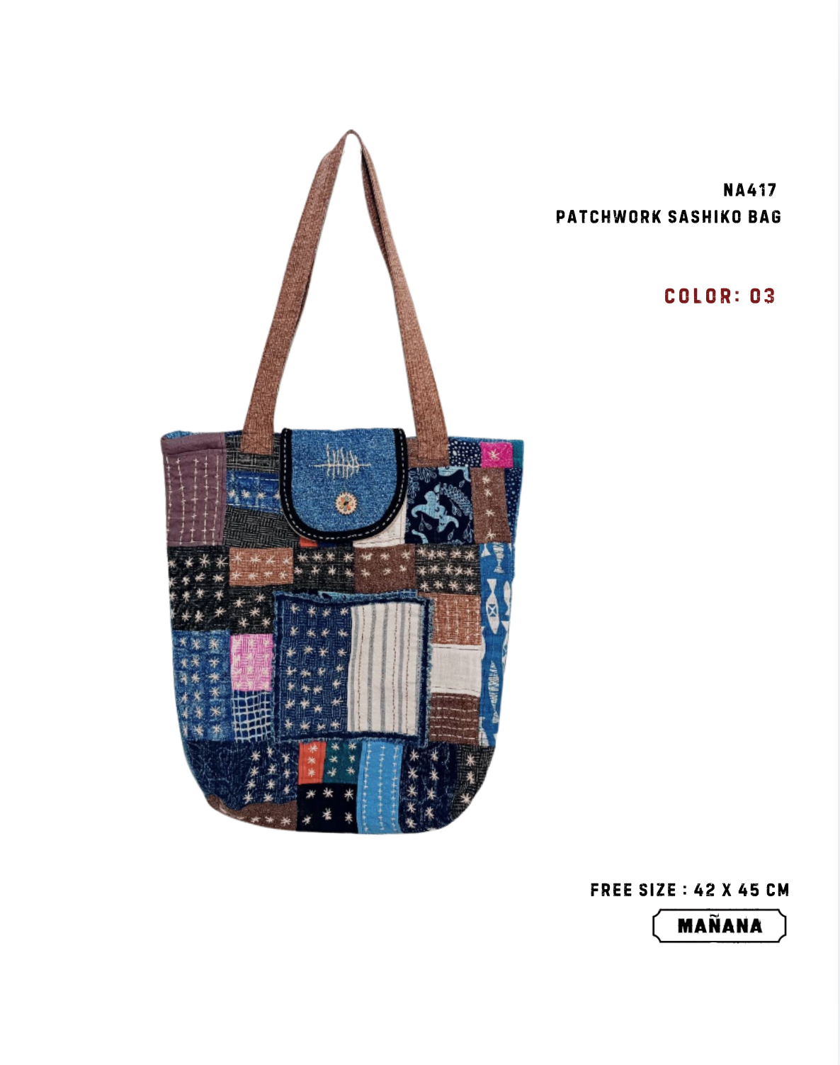 NA417 PATCHWORK SASHIKO BAG