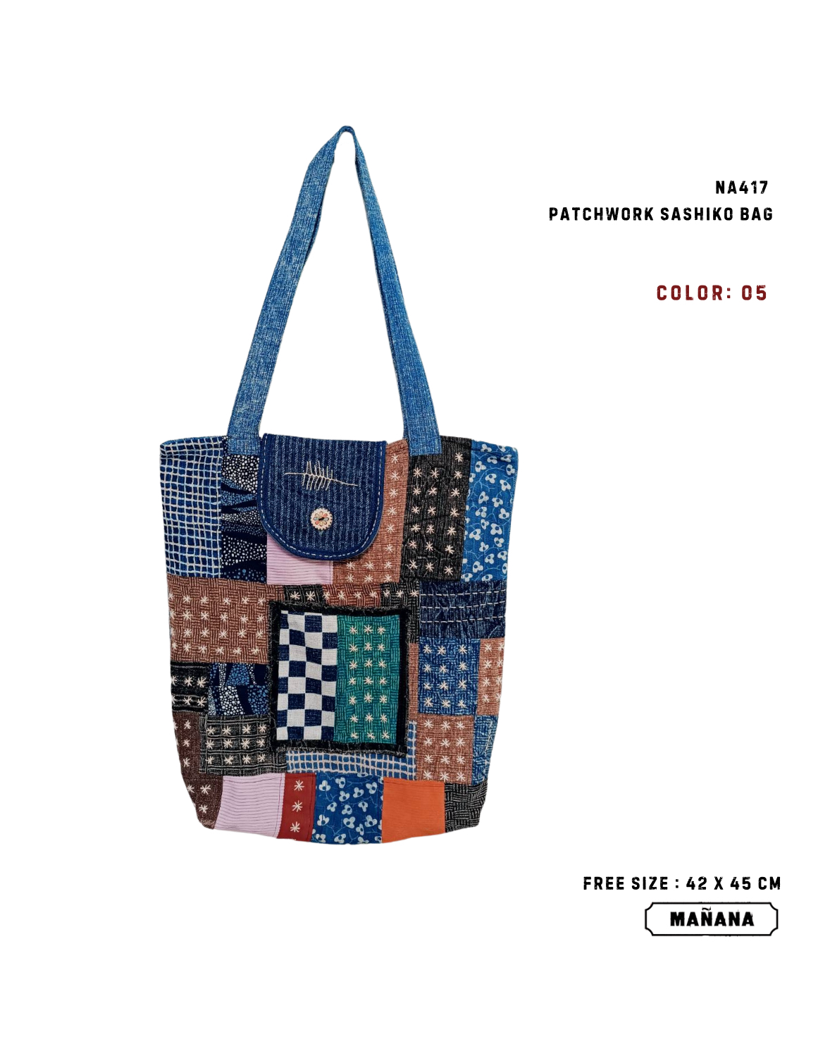 NA417 PATCHWORK SASHIKO BAG